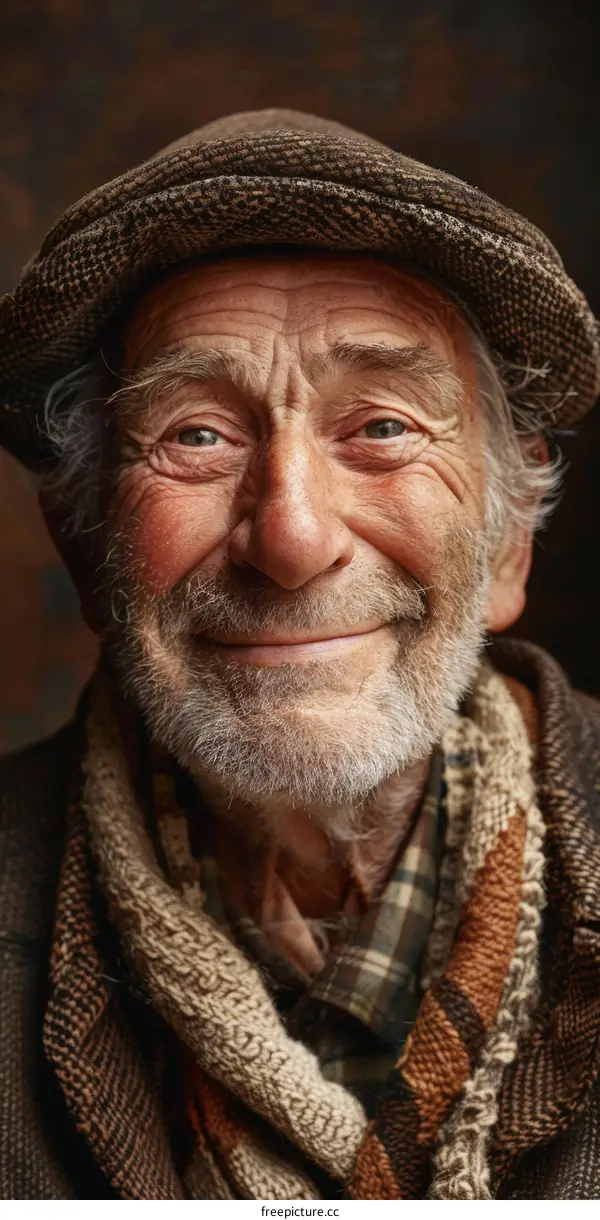 Portrait of a Smiling Senior Man in a Hat