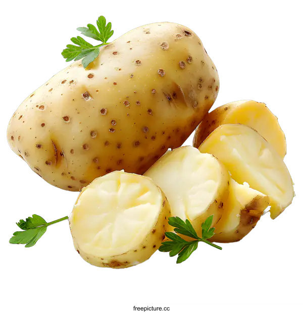 [Transparent Background PNG]A potato with parsley on a white background