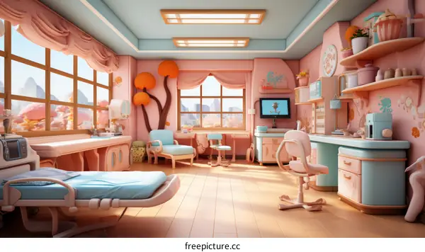A colorful and inviting pediatric hospital room