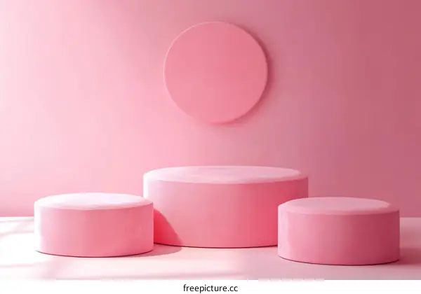 Pink Product Display Podiums Studio Background