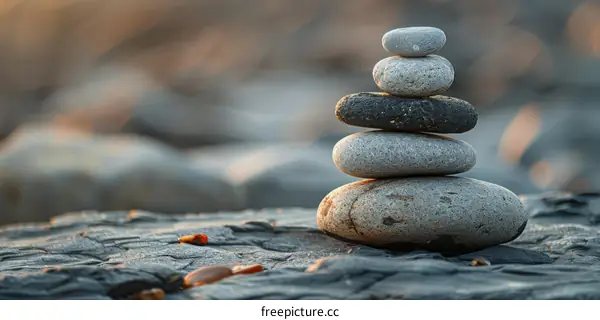 Zen Stone Stack on a Beach