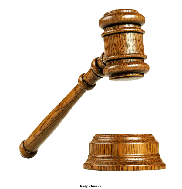 [Transparent Background PNG]Wooden Gavel and Stand Isolated on White Background