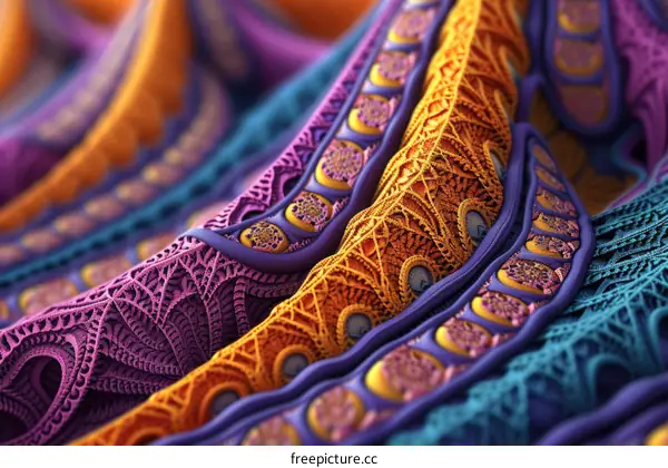 Colorful intricate 3D rendering of a fractal