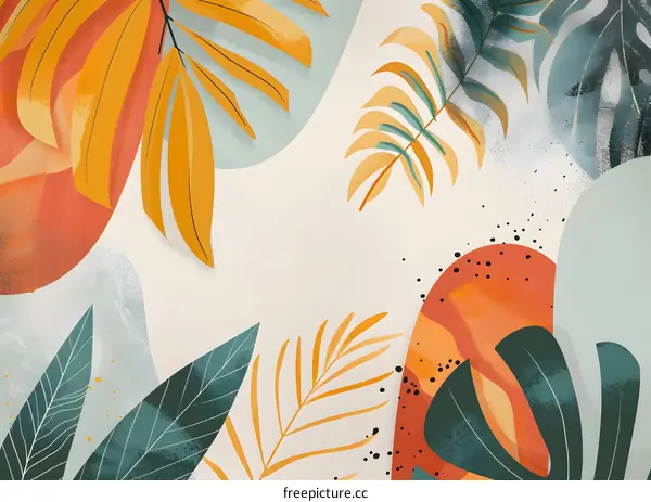Tropical Leaves Abstract Background Illustration