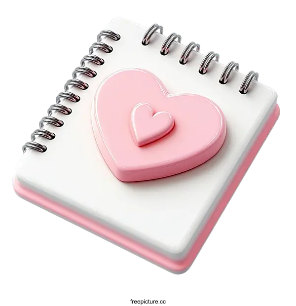 [Transparent Background PNG]Cute Pink Heart Shaped Notepad Illustration