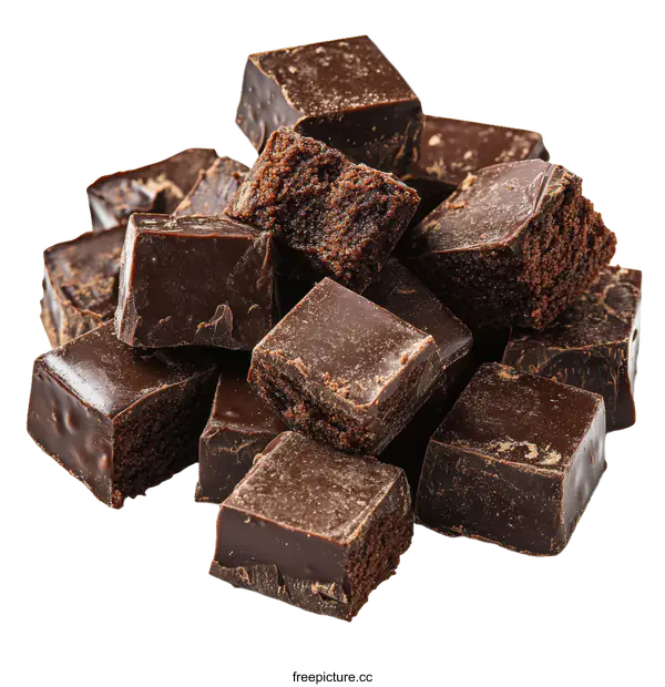 [Transparent Background PNG]Close Up Pile of Dark Chocolate Squares