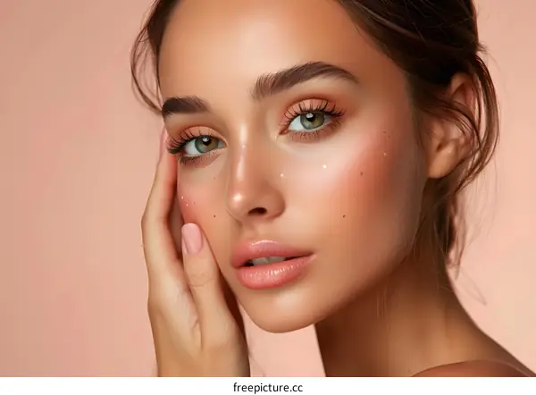 Closeup Portrait of a Young Woman with Natural Makeup