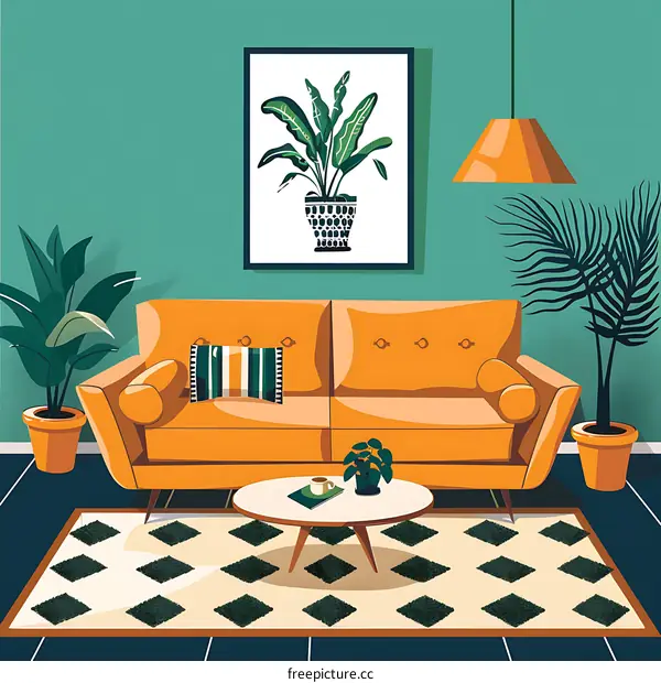 Modern Living Room Interior Design Illustration