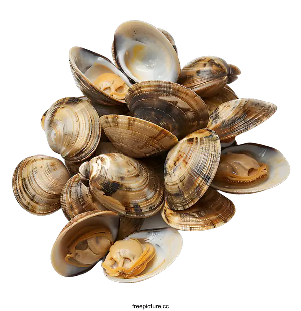 [Transparent Background PNG]Fresh Clams on a White Background