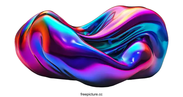 [Transparent Background PNG]Abstract iridescent liquid form