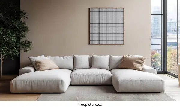 Modern Minimalist Living Room with Sectional Sofa