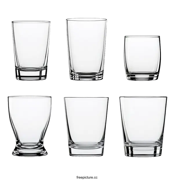[Transparent Background PNG]Variety of Empty Drinking Glasses