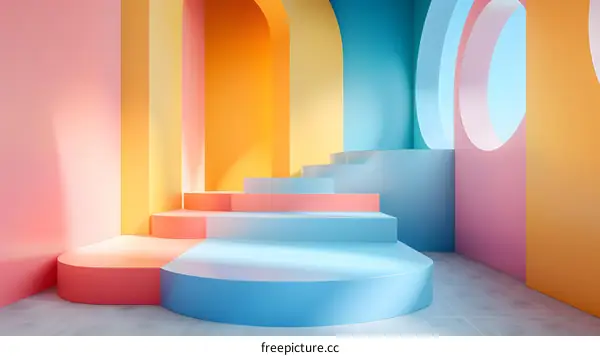 Colorful Abstract Minimalist Interior Background