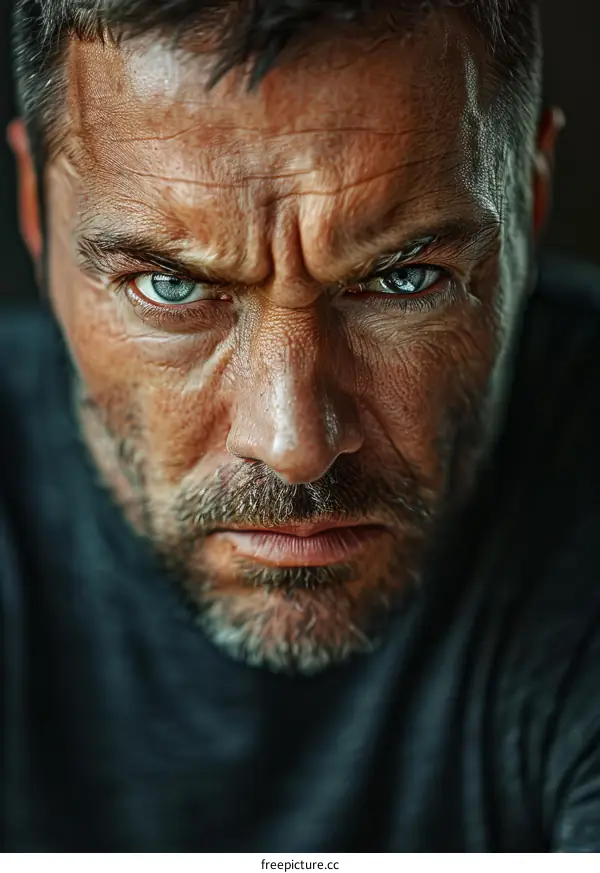 Close Up Portrait of a Serious Man