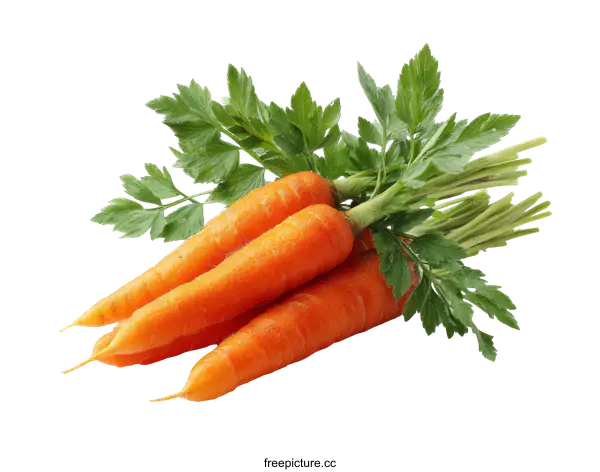 [Transparent Background PNG]Fresh Carrots with Parsley