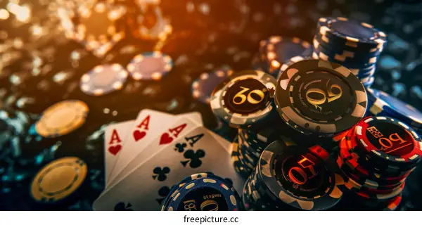 Casino Chips and Playing Cards on a Table