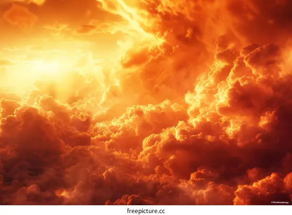 fiery cloudscape with bright light