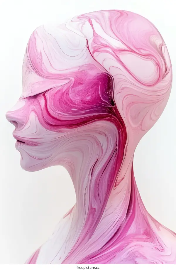 Abstract Pink and White Woman Portrait