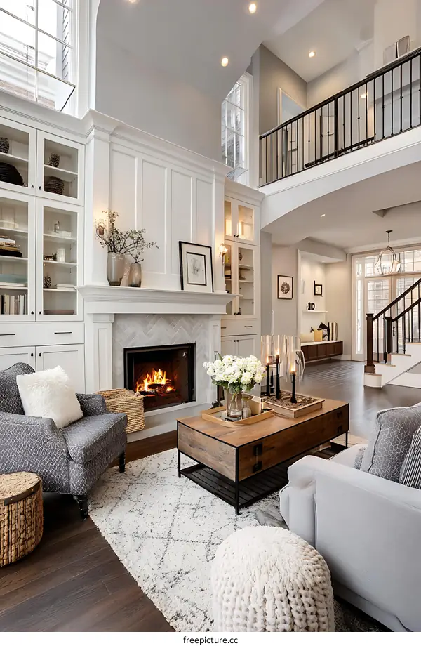 Modern Farmhouse Living Room with Fireplace