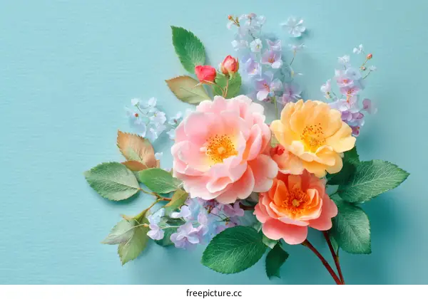 Beautiful Floral Arrangement on Pastel Background