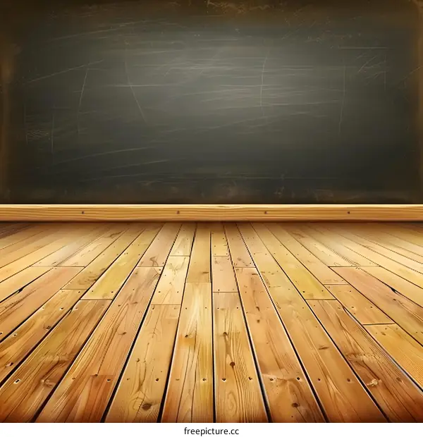 Vintage Wooden Floor With Chalkboard Background