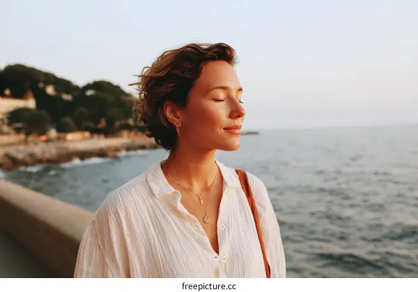 Woman Enjoying the Seaside View
