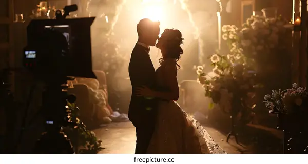 Wedding couple kissing passionately at their wedding