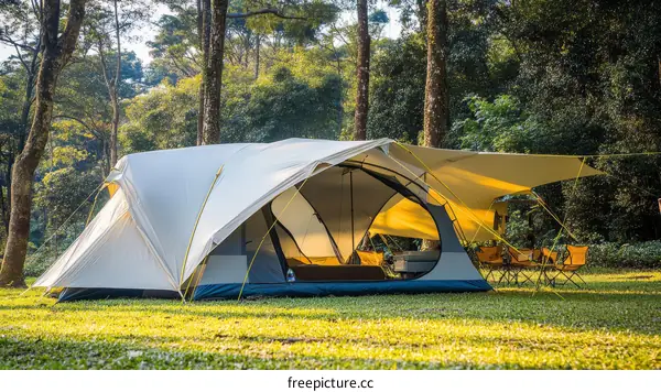 Camping Tent in a Forest Glade