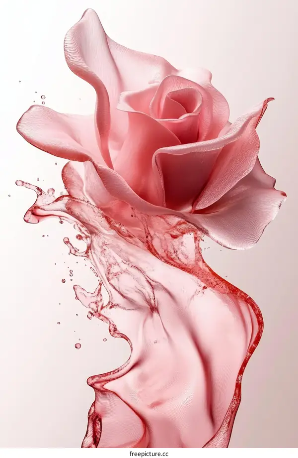 Rose Flower in Water Splash Illustration