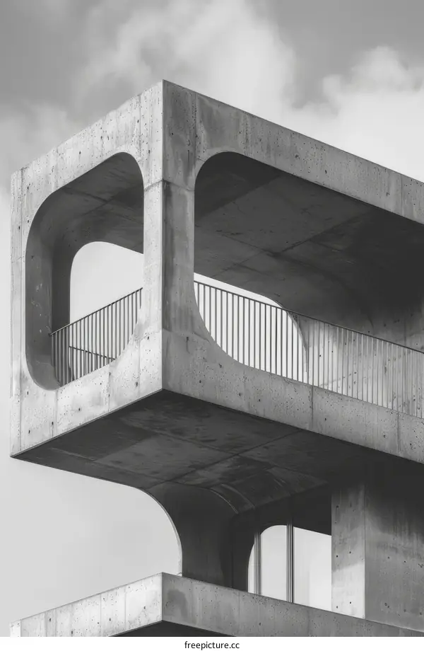 Balcony of a brutalist concrete building