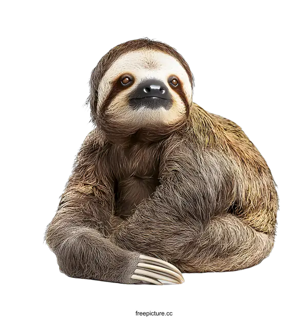 [Transparent Background PNG]Brown Sloth Animal Sitting On A White Background