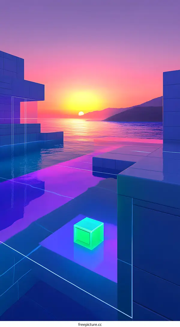 Sunset View from Minimalist Pool Deck