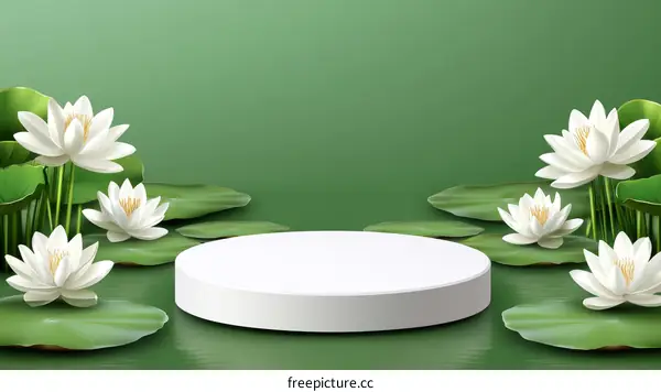 Elegant White Podest with Lotus Flowers
