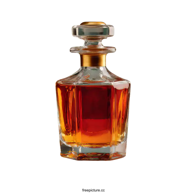 [Transparent Background PNG]Ornate Decanter with Amber Liquid