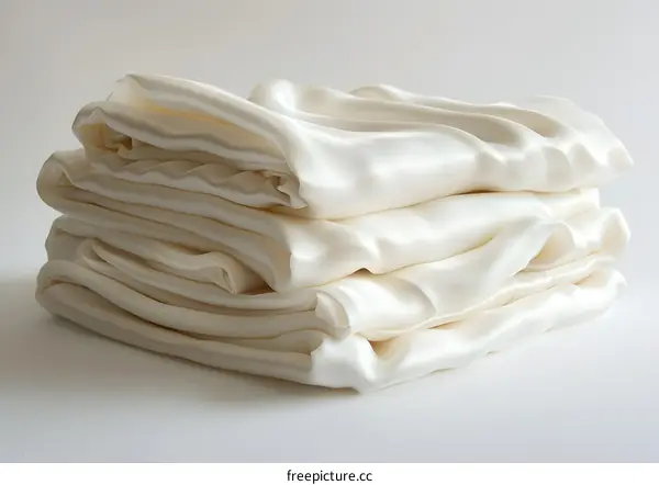 Stack of white silk fabric