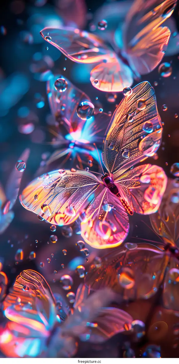 Butterflies fluttering in the rain