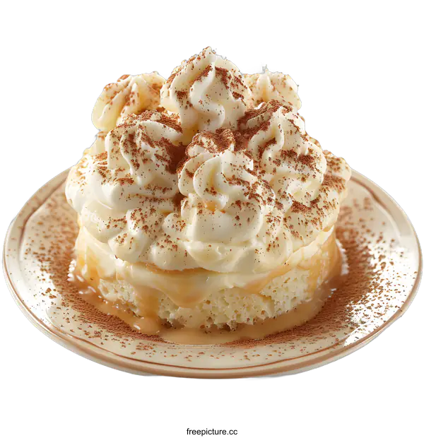 [Transparent Background PNG]Creamy Chocolate Dessert on a Plate