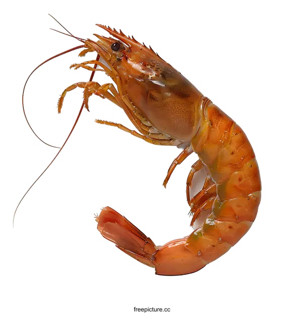 [Transparent Background PNG]Single cooked shrimp on white background