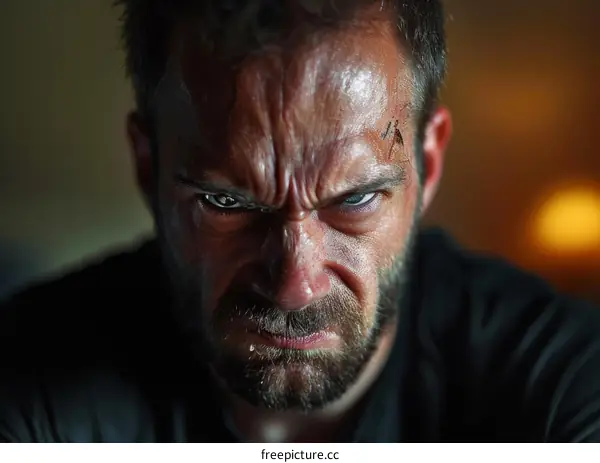 Close-up Portrait of an Angry Man