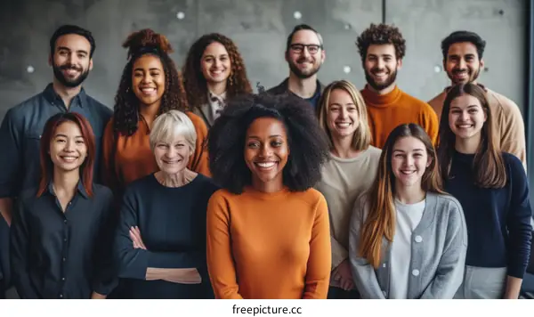 Group of diverse people smiling at the camera