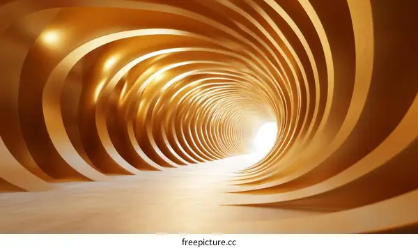 Golden Abstract Architectural Tunnel
