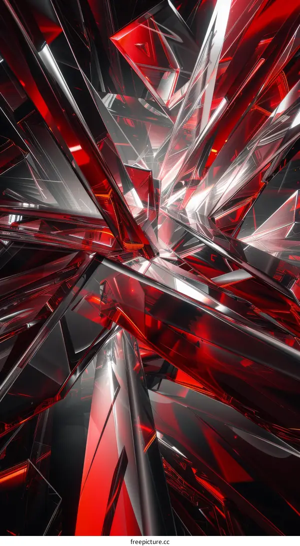 Abstract 3D Geometric Shapes in Red and Black