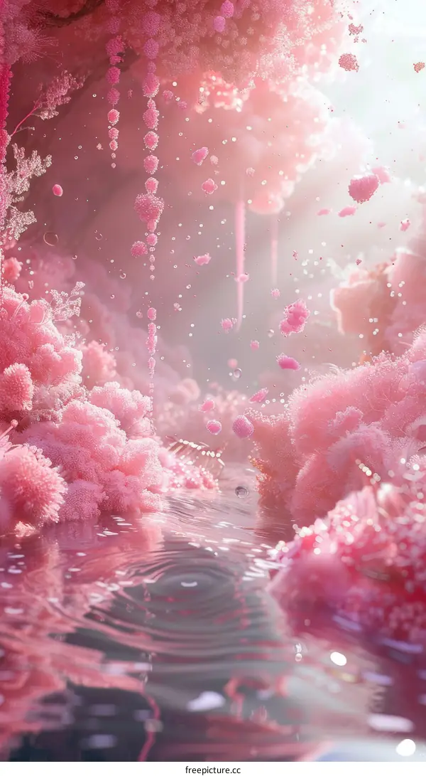 Pink Jellyfish in the Deep Sea