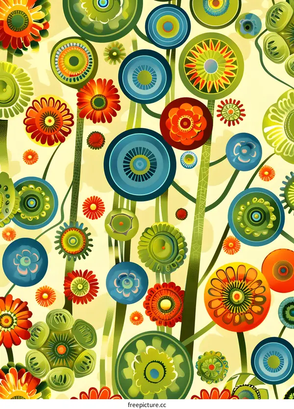 Abstract Colorful Floral Pattern Design