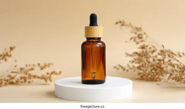 Amber Glass Dropper Bottle Product Photography