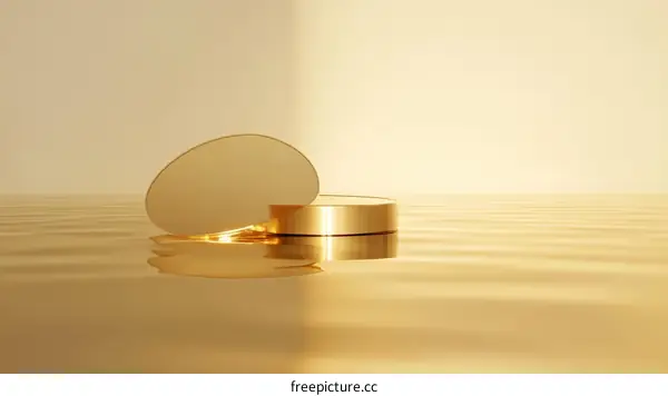 Golden Geometric Display Podiums on Liquid Surface