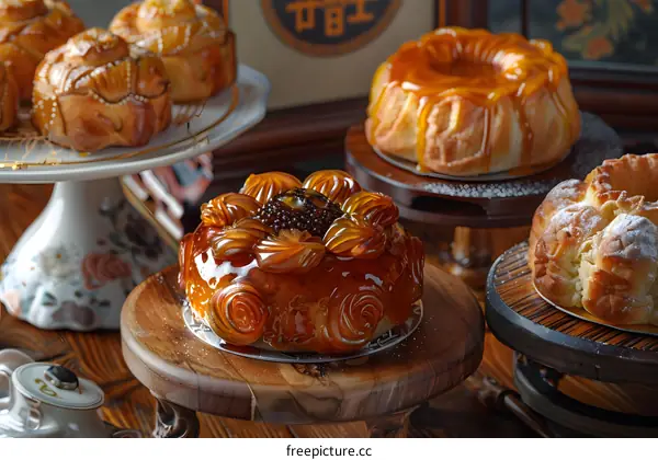 Gourmet Caramel Cake with Golden Glaze