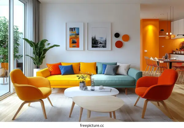 Colorful Modern Living Room Interior Design