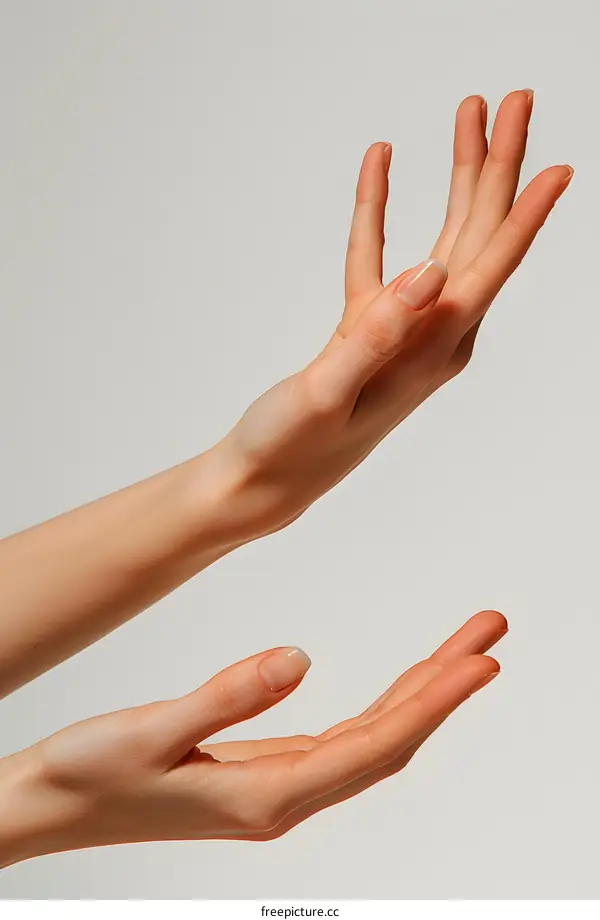 Female Hands With Natural Manicure On White Background