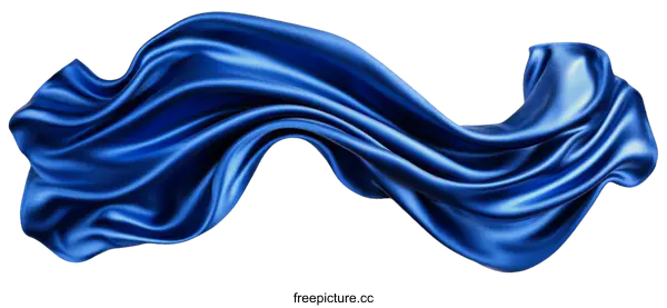 [Transparent Background PNG]Dynamic Flowing Blue Satin Fabric